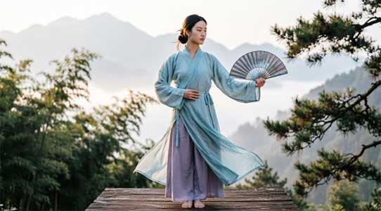Chicas Emei Kung Fu practicando artes marciales