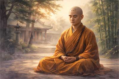 El cuerpo como Sutra Monje Shaolin en profunda meditación