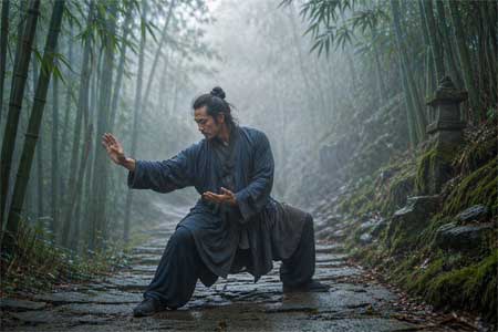 Paisaje de Emei y práctica marcial
